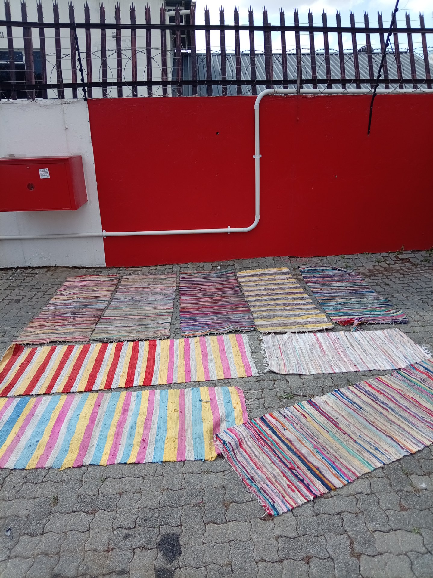 Joblot of 9 Assorted Flat‑Woven Striped Rugs / Runners – Mixed Colours, Used with Wear