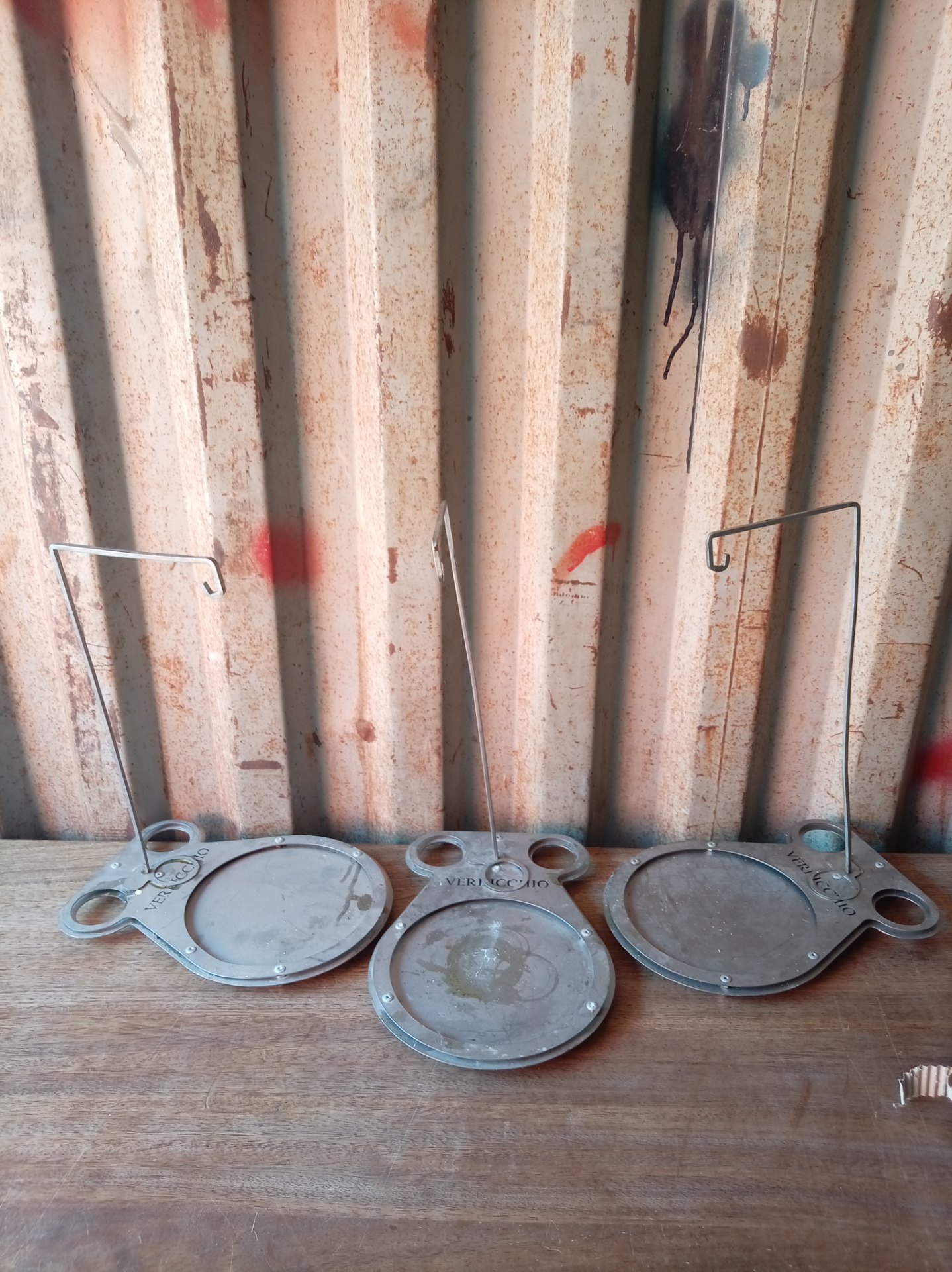 3 x VERUCCIO Meat Espitada Stands — metal serving/display stands (used, needs cleaning)