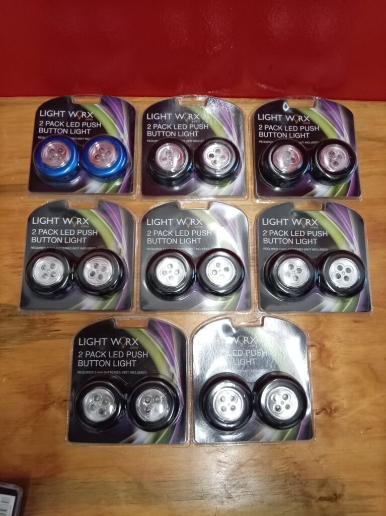8 x LIGHT WORX 2‑Pack LED Push Button Lights — Sealed (16 lights)