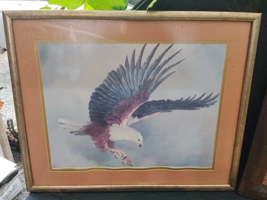 Lot: 5 Framed Prints / Paintings + Completed Mounted Safari Jigsaw Puzzle – Used, frames scuffed