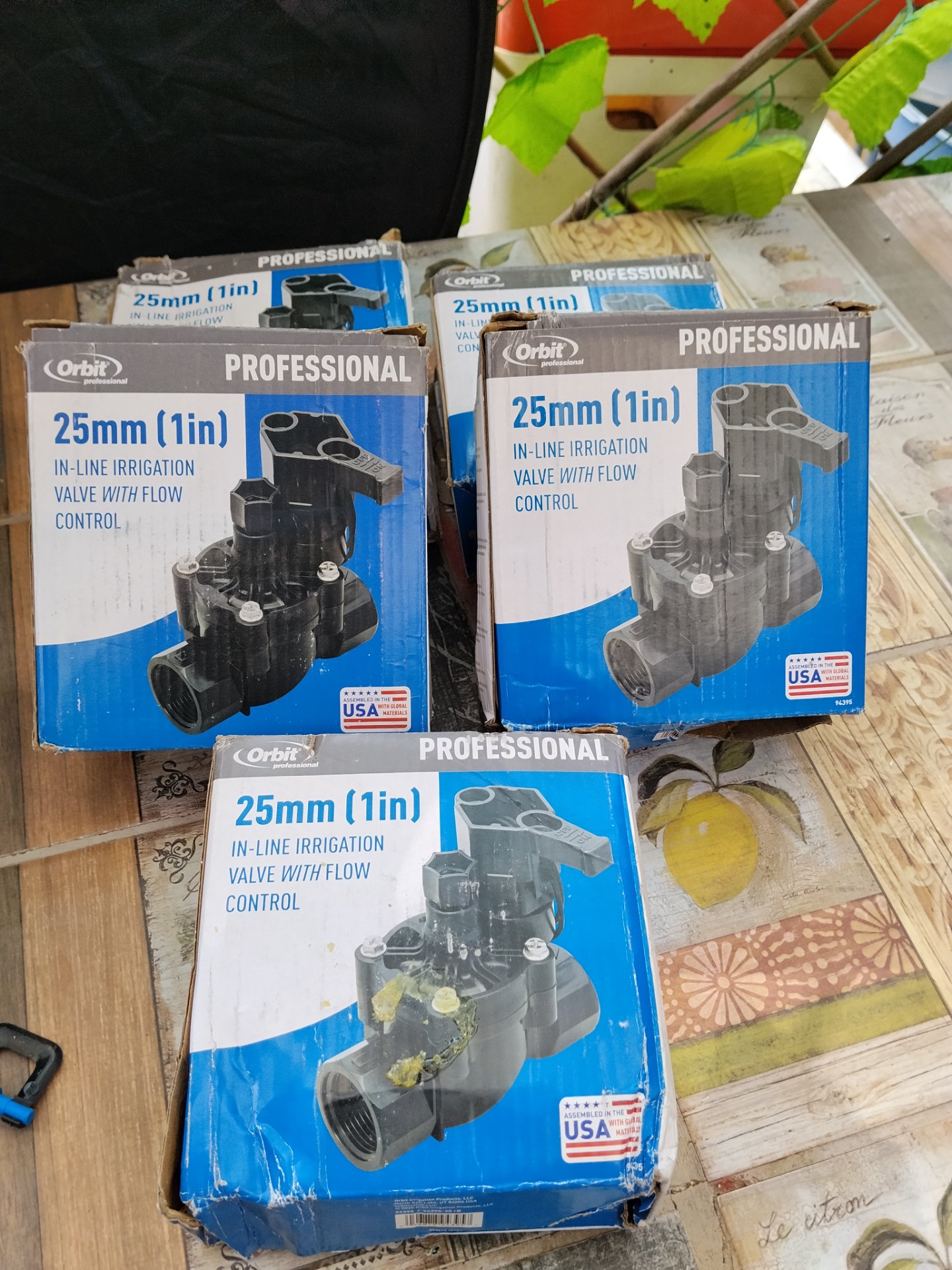 Mixed irrigation lot — Orbit 25mm inline valves, jar-top valves with solenoids, PVC adaptors & Johntech pump controller (used, working)