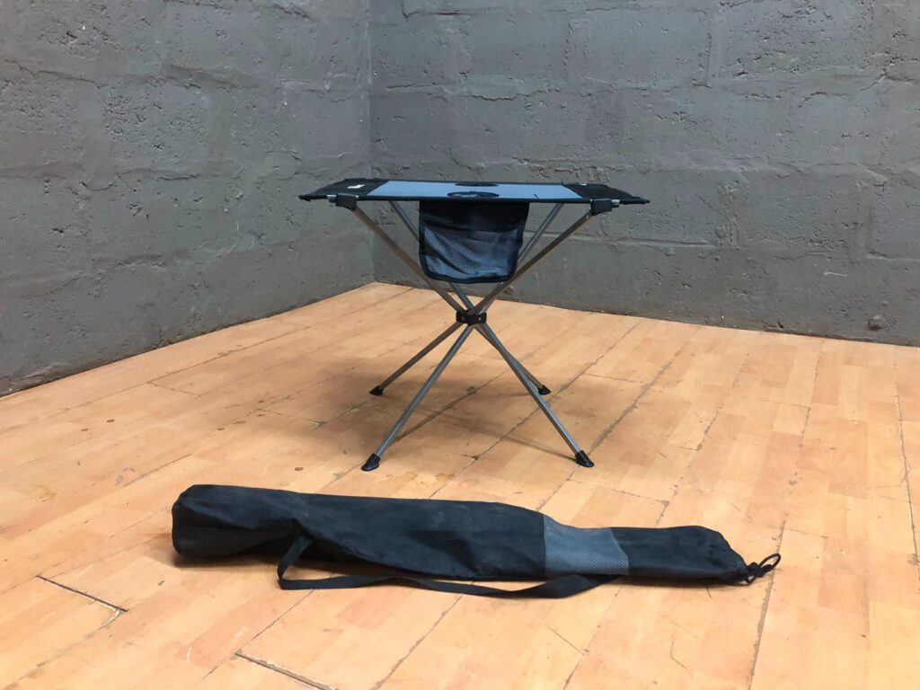 Natural Instincts Portable Folding Camping Table with Mesh Top & 2 Cup Holders — Carry Bag Included