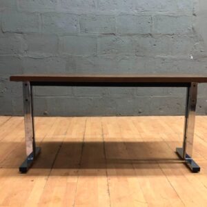Rectangular Veneer-Top Table with Chrome T-Legs — 125 x 55 x 67 cm, Well-Used