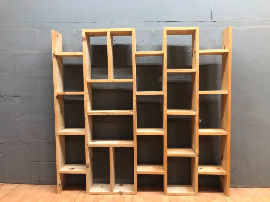 Large Timber Multi-Compartment Bookcase / Display Shelf — 180 x 188 x 22 cm — Very Good Condition