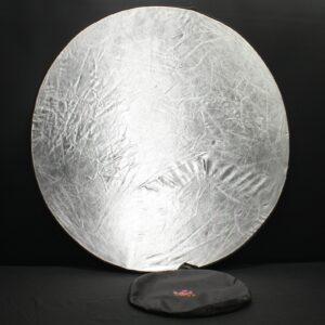 100 cm Collapsible Round Silver Photographic Reflector with KAST Carry Case — Creased, Used, Sold As-Is