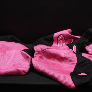 Five-piece Pink & Black Car Seat Cover Set — Heart Motif, Used with Light Stains