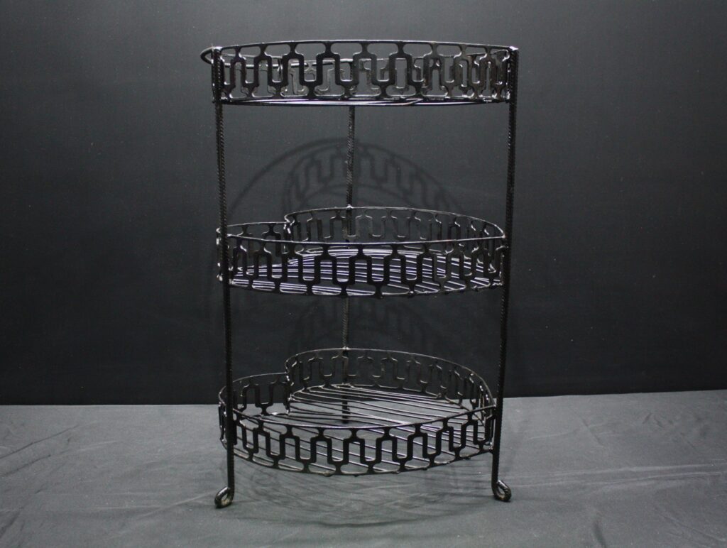 Black 3‑Tier Heavy Steel Corner Shelving / Plant Stand — Decorative Cutwork