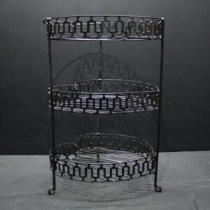 Black 3‑Tier Heavy Steel Corner Shelving / Plant Stand — Decorative Cutwork