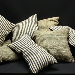 Assorted Lot of Striped + Textured Scatter Cushions — Inner Pads Included, Zip Covers, Used (fraying visible)