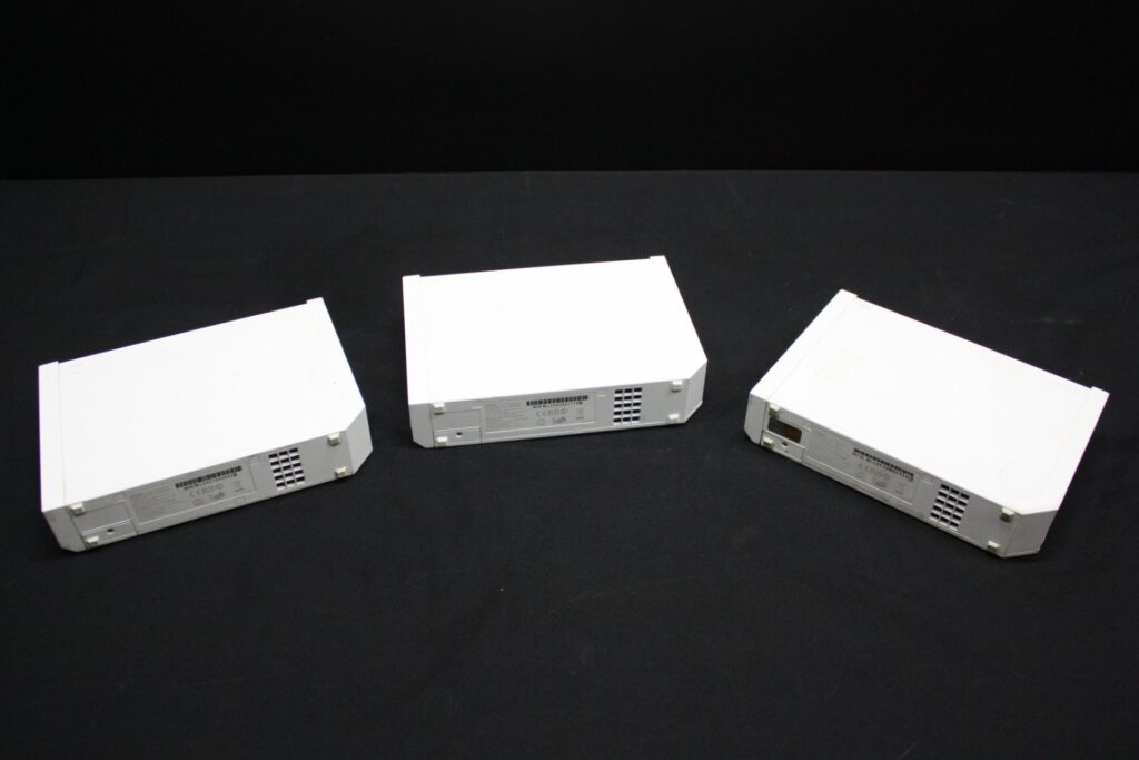 Lot of 3 Nintendo Wii consoles (model RVL-001) — used, heavy cosmetic wear, untested
