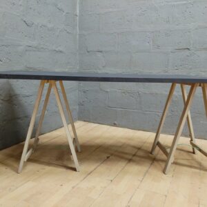 Dark laminate tabletop panel 167 × 61 × 77 cm — fair condition, edge chips