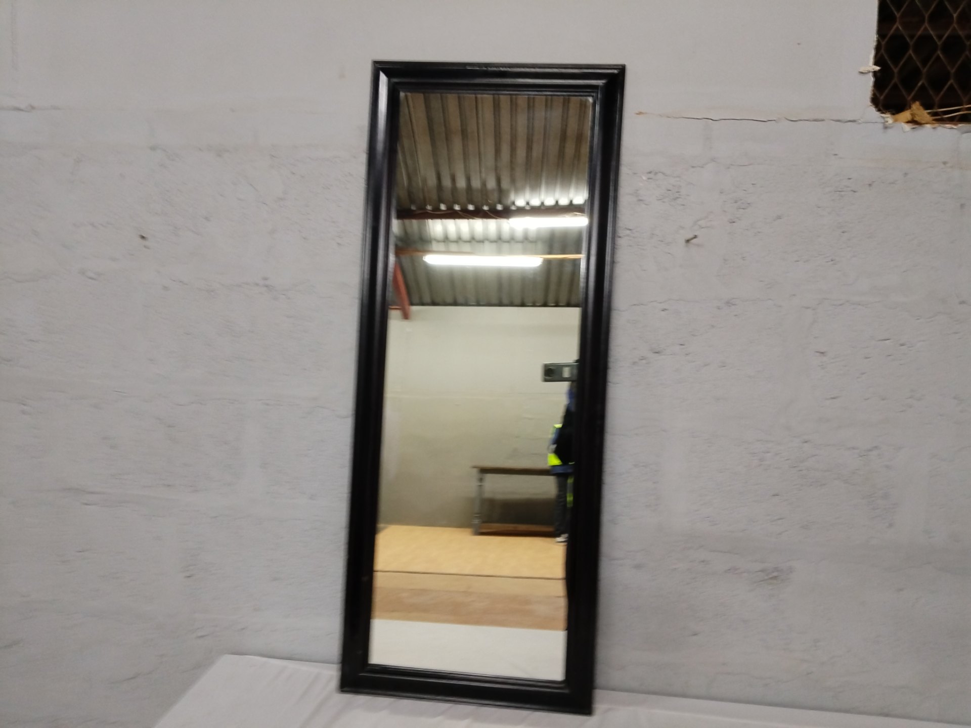 Full-length Wall Mirror with Dark Wooden Frame — 134 x 54 cm, Used (Frame Scuffs)