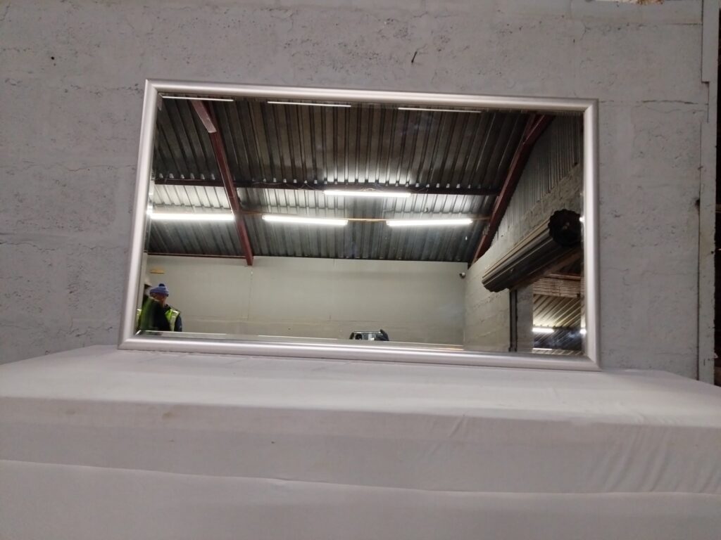 Large Rectangular Wall Mirror — 88 x 148 cm, Silver Frame, Good Used Condition