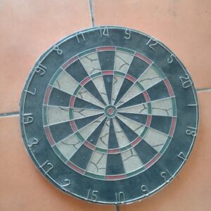 Used Cork Dartboard — Playable with Heavy Surface Cracking, Bent Wires & Edge Chipping