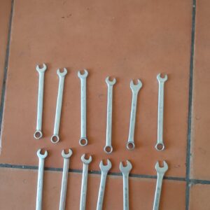 12x 11mm Combination Spanners (ring + open end) — Chrome Vanadium, DIN 3113A stamps, sold as a set
