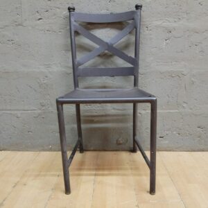 Welded Metal Dining Chair with X-Back — Industrial, Solid Frame, Worn Finish