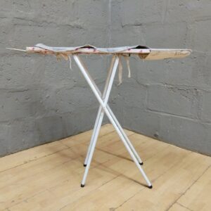Folding Ironing Board with Iron Rest — 102 x 82 cm (Cover Worn / Tears)