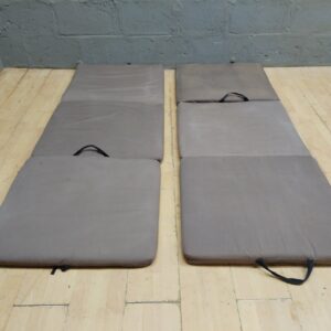 Set of 2 Foldable Floor / Camping Cushions — 196 x 76 x 3 cm, grey-brown, handles
