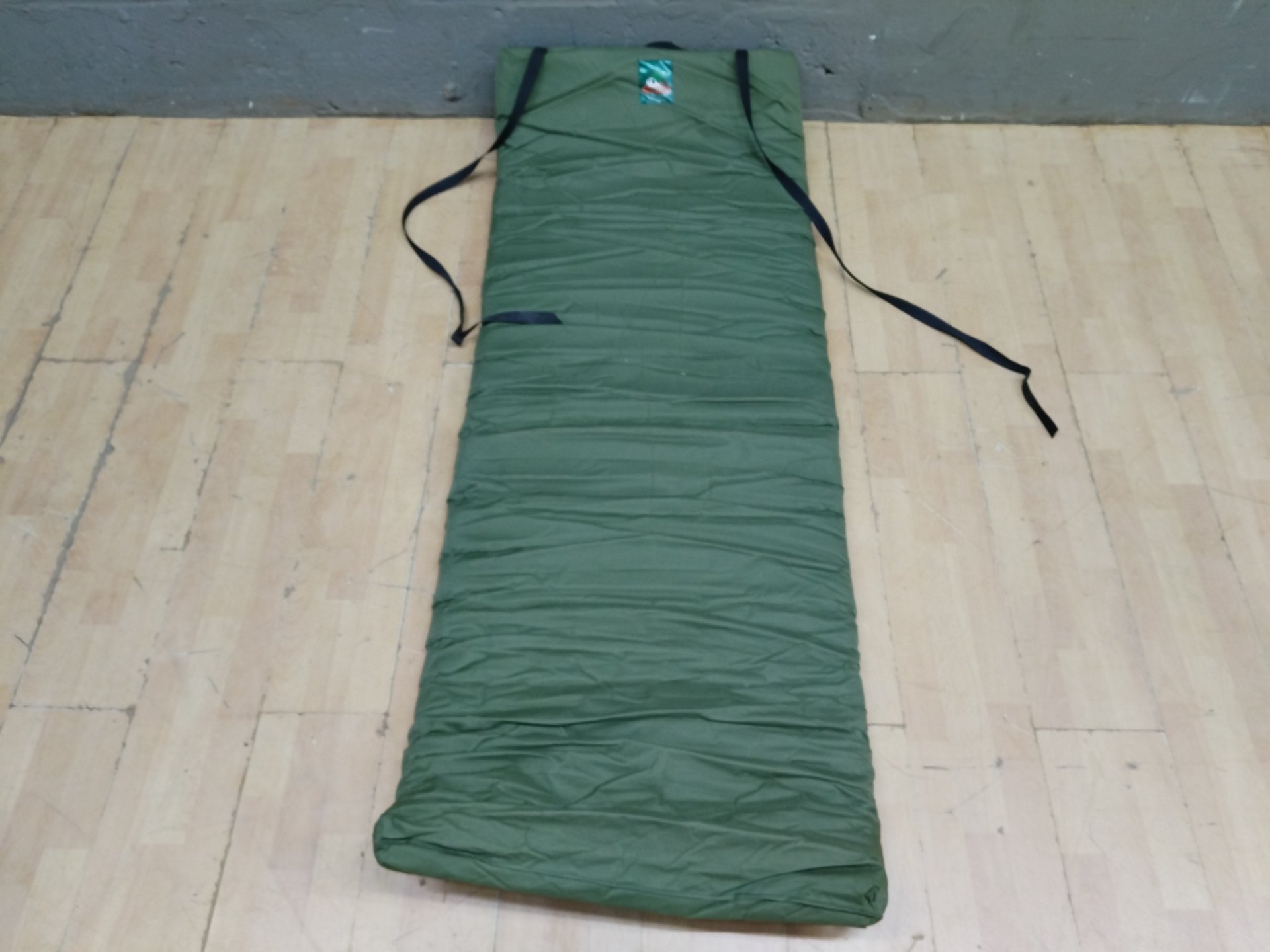 Tentco Fold-Out Camping Sleeping Mat – Olive Green, 160 × 66 × 5 cm, Carry Straps, Good Used Condition