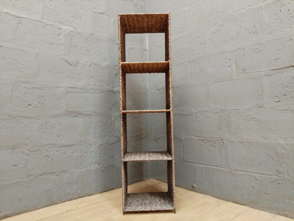 Tall Woven Rattan Wicker 5-Compartment Narrow Shelf — Free‑Standing