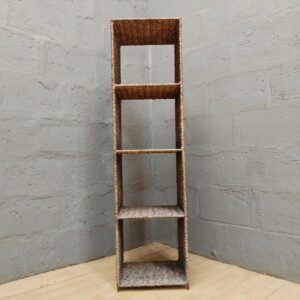 Tall Woven Rattan Wicker 5-Compartment Narrow Shelf — Free‑Standing
