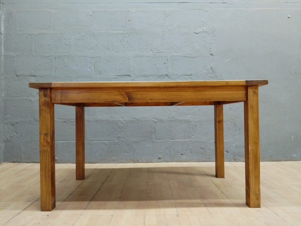 Solid timber rectangular dining/work table – plank top, removable legs, 148 x 85 x 82 cm
