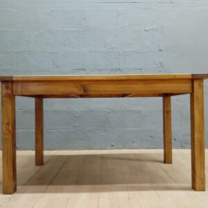 Solid timber rectangular dining/work table - plank top, removable legs, 148 x 85 x 82 cm