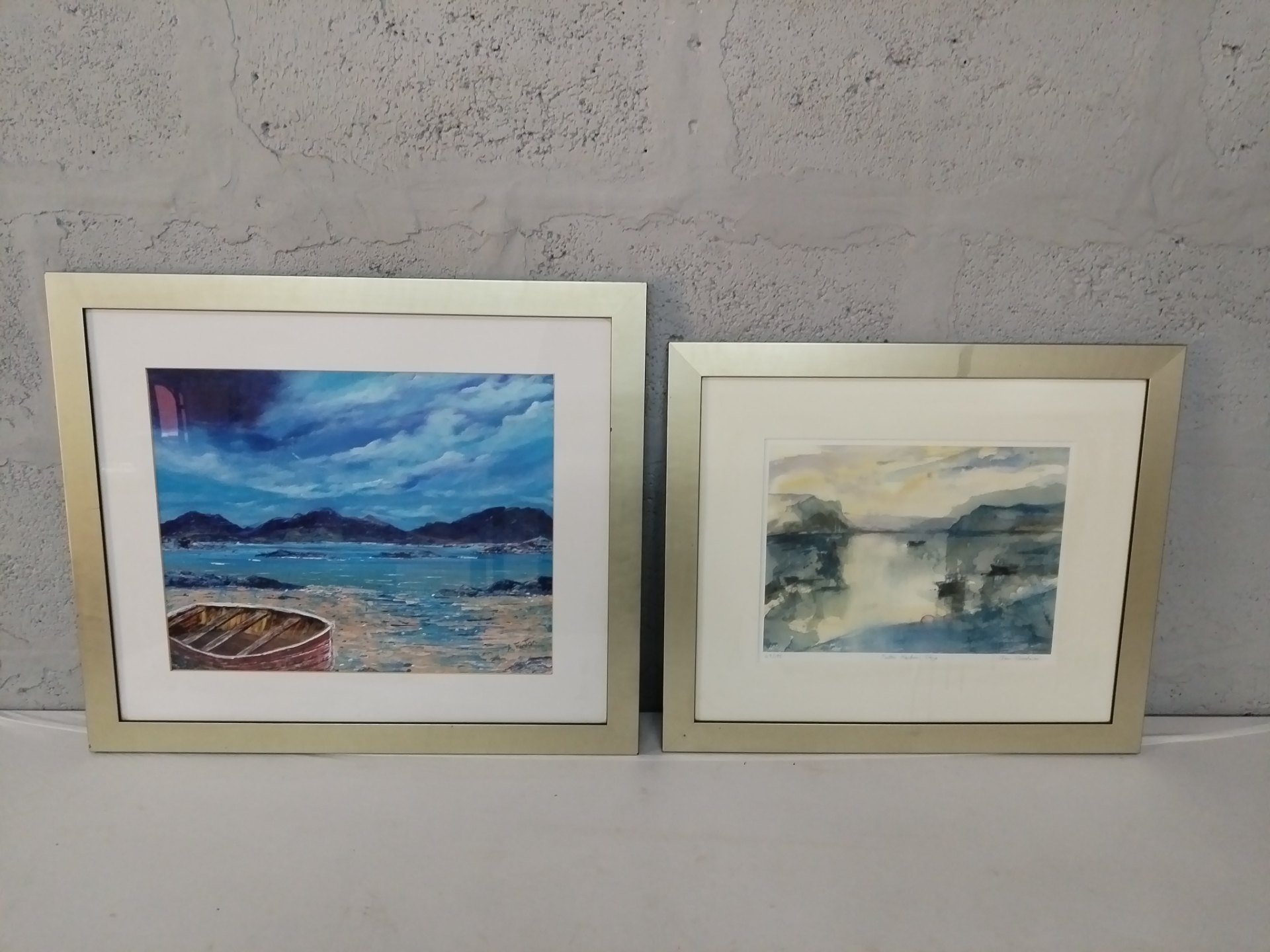 Pair of Framed Seascapes — Signed Anne Fenton & Jim Woodman (one numbered 49/195) with Frames, Glass and Backing