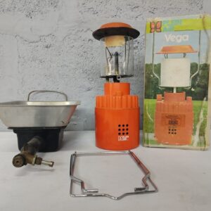CADAC Plein Air Vega gas lantern / camping stove with pan, valve, stand & original box — used, working