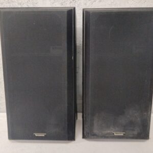 Pair of Diamond passive bookshelf speakers – front grilles fitted, rear spring-clip terminals