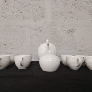 Noriteke Contemporary Fine China ARCTIC WHITE 4000 — 10pc Tea Set (Teapot, Lidded Sugar, 8 Cups)
