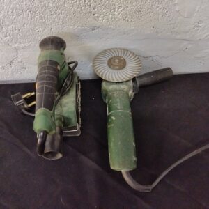 Lot: Ryobi HS-150 orbital sander + Bosch angle grinder — corded, tested working