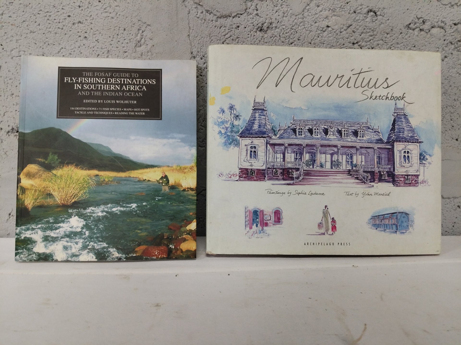 Lot of 2 Books — The FOSAF Guide to Fly-Fishing Destinations in Southern Africa (ISBN 978-0-620-47644-7) + Mauritius Sketchbook (with dust jacket)