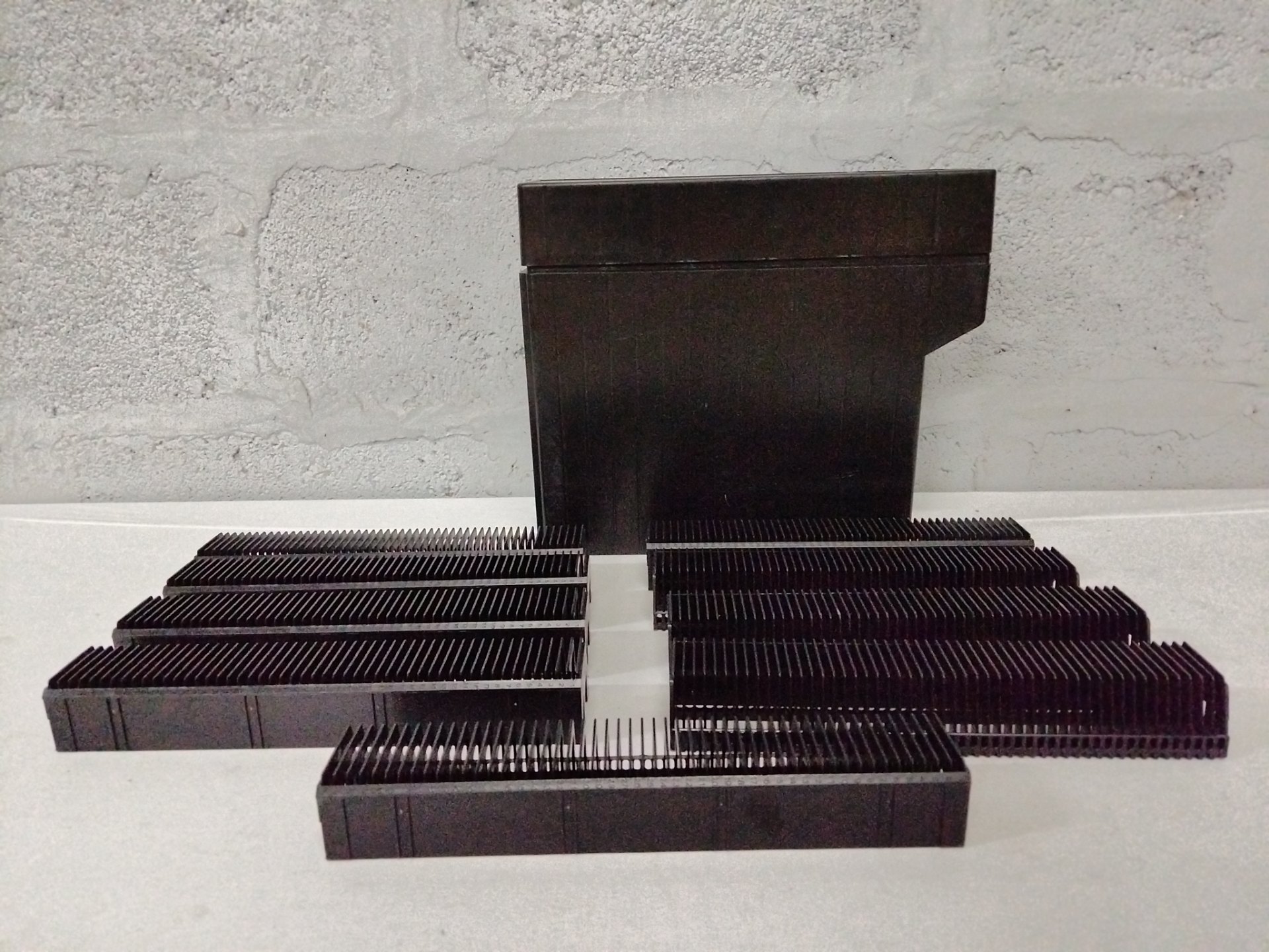 Lot of 10 Black Plastic Numbered Slide / Film Holders with Upright Storage Piece