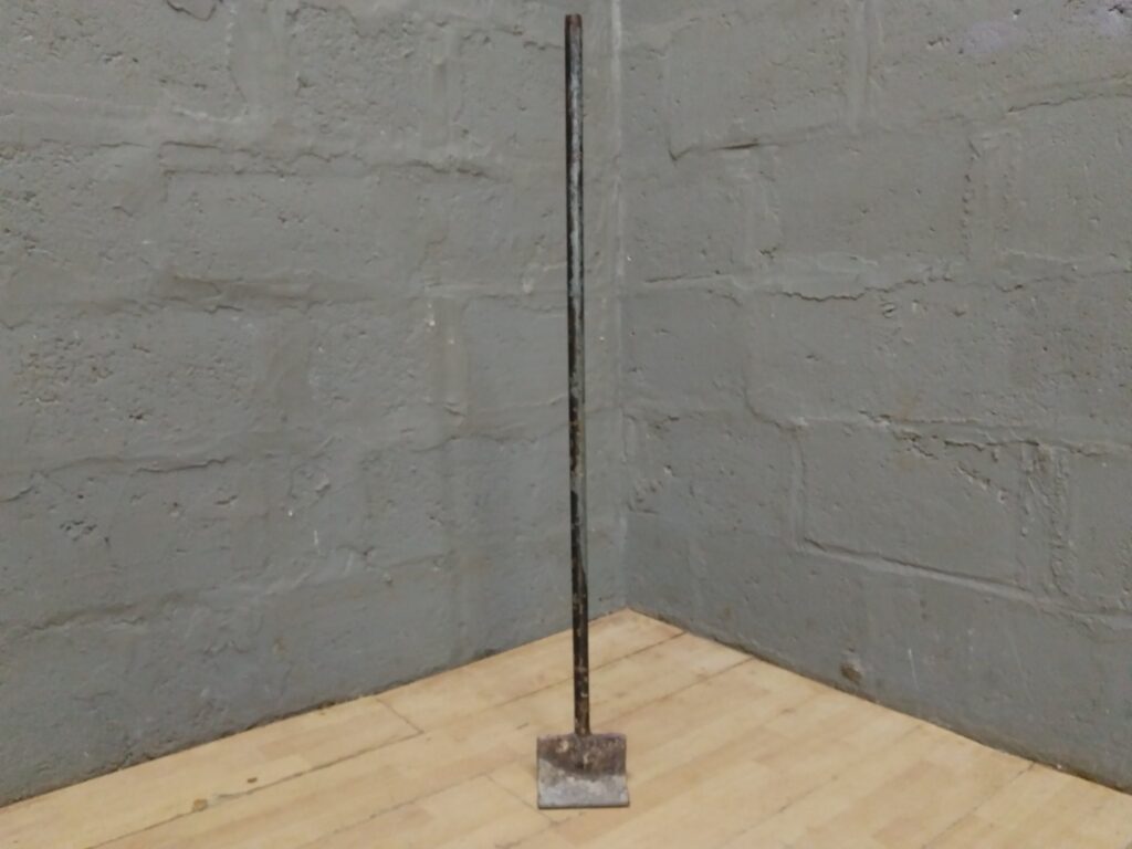 Long-handled Metal Hand Tamper / Block Tamper — 118 cm, heavy surface rust