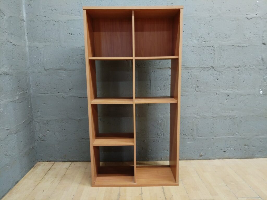 Freestanding 2-column 10-compartment wooden cubby shelving unit — 81 × 35 × 156 cm (as supplied)