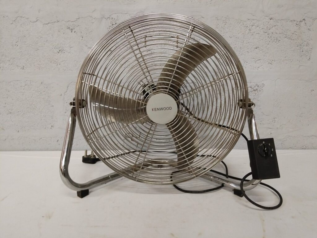 Kenwood IF450 60cm Metal Floor / Desk Fan — Tested Working, Chrome Finish, Cosmetic Wear