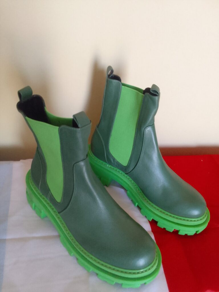 Vicenza Green Chelsea Boots — Chunky Lug Sole, Brand New (USA 7 / EU 38)