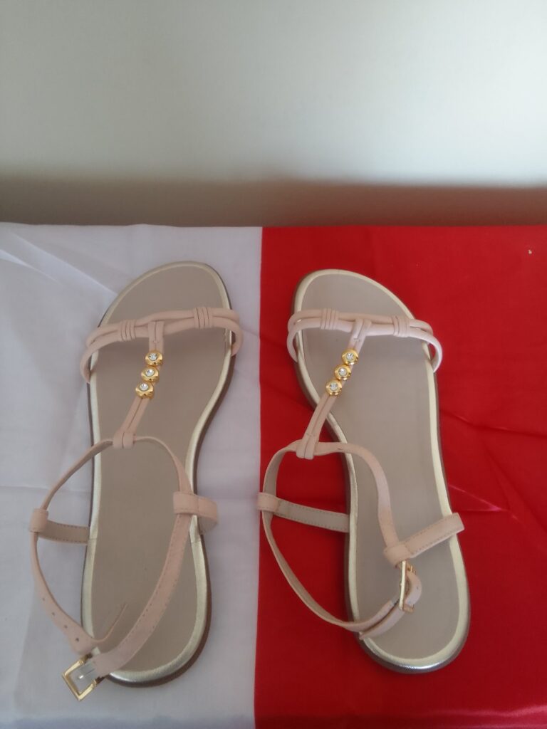 Brand New Luz Da Lua Women’s T‑Strap Flat Sandals — Pale Pink/Beige, US 6 / EU 37