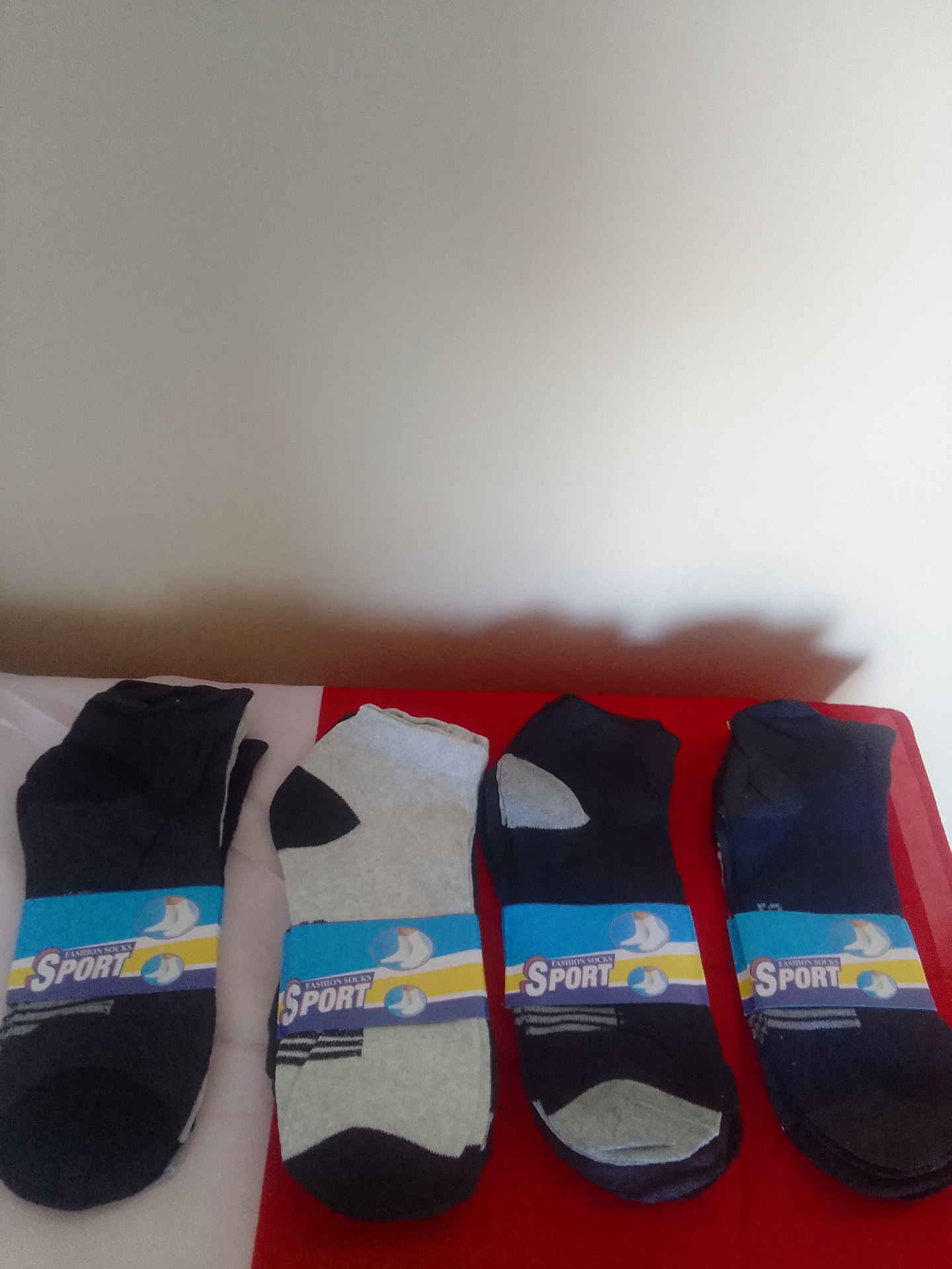Lot: 12 Pairs Brand New Ankle Sport Socks — Assorted Black & Grey (With Paper Bands)