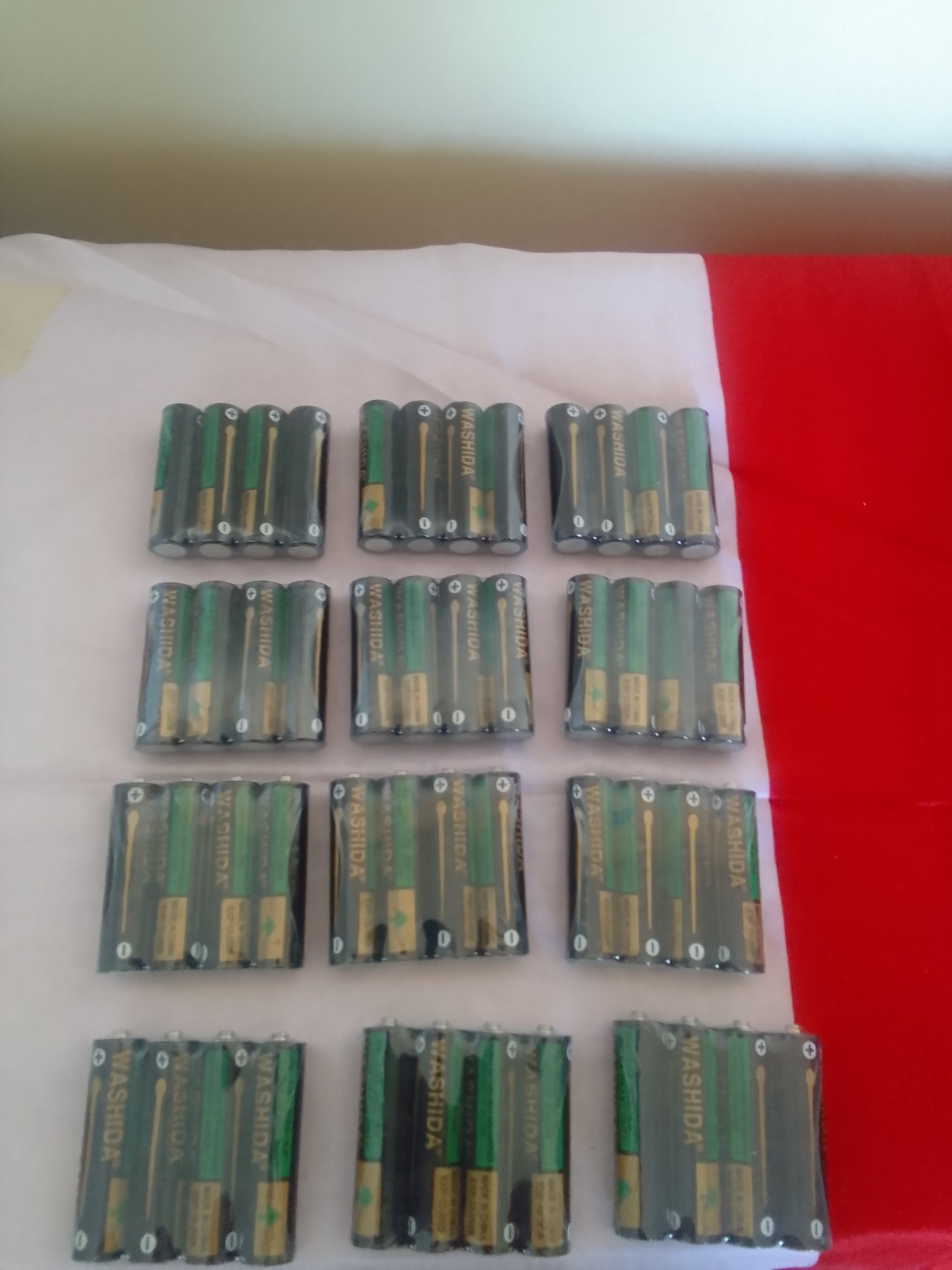 12 x Packs AA batteries (48 cells) – factory sealed, WASHIDA visible