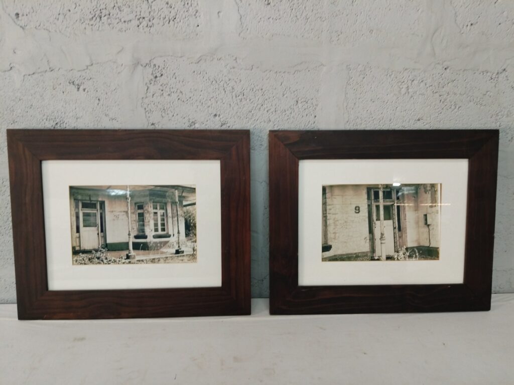 Pair of Framed Photographic Prints with White Mats — Signed, Wooden-stain Frames (54 x 44 cm each)