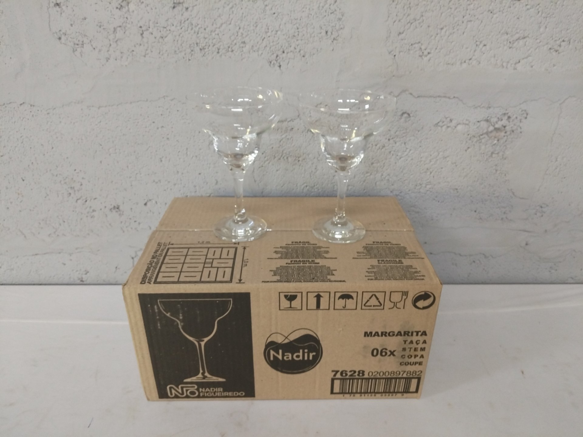 Nadir Margarita / Coupe Stem Glasses — Boxed 6-piece set (two shown) / No chips visible