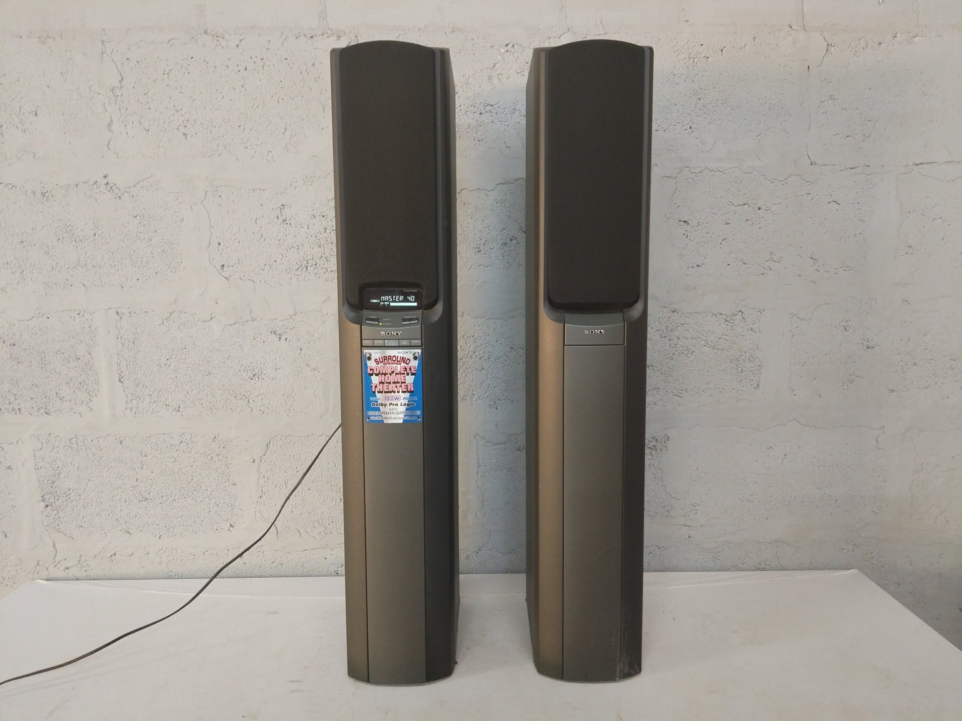 Sony SAVA-27 pair – Floorstanding towers (one active, one passive) — Tested, works, cosmetic wear