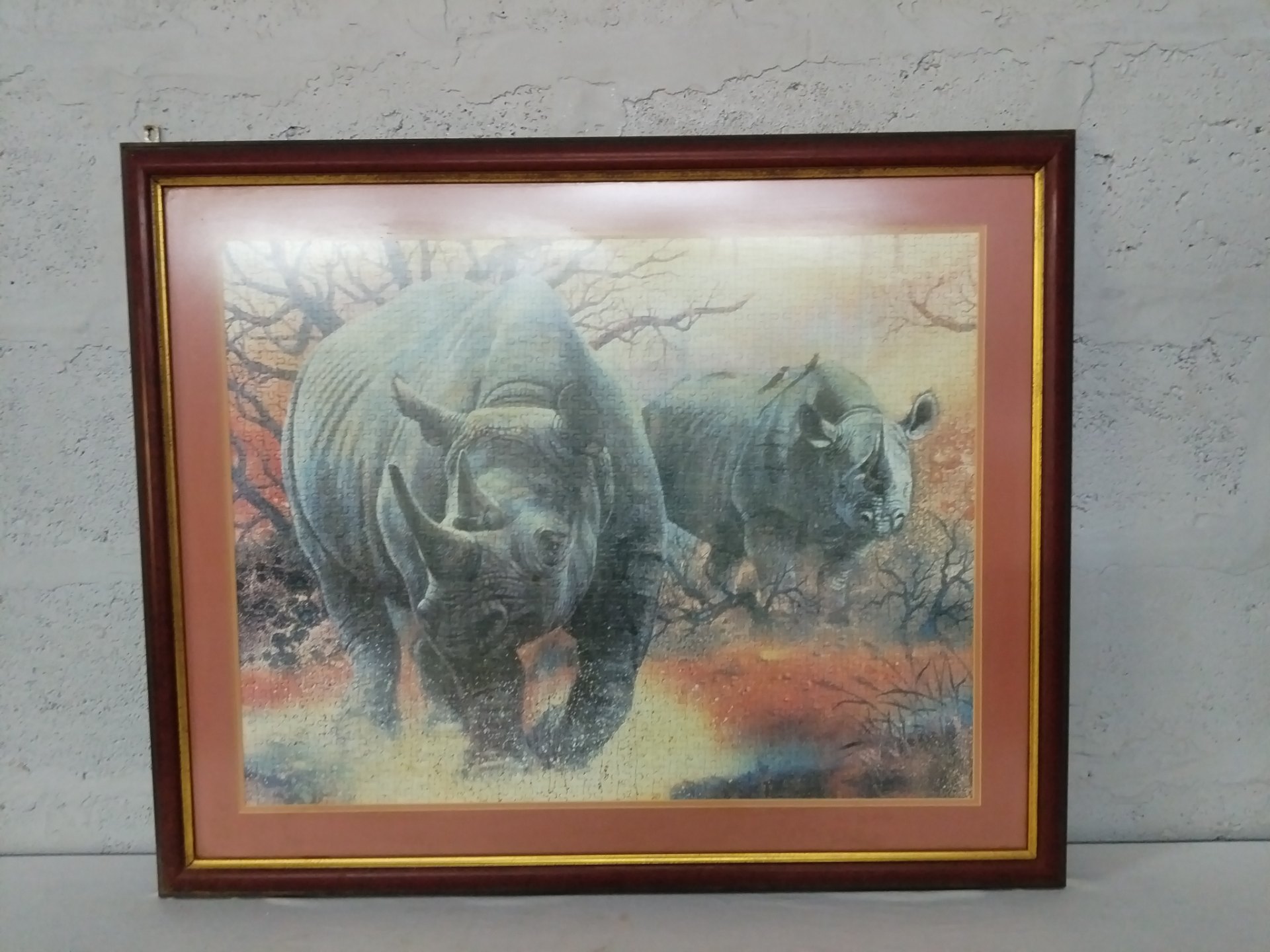 Large Framed & Glazed Rhino Jigsaw Puzzle — Complete, Taped & Ready to Hang (97 x 80 cm)