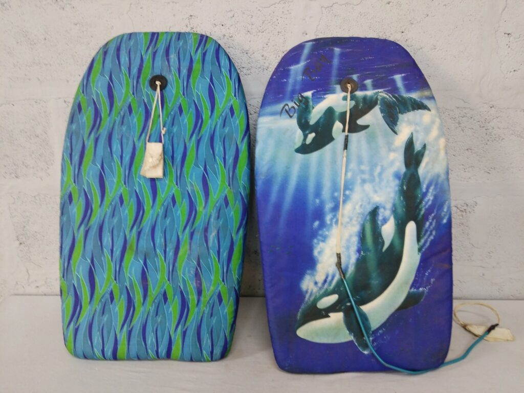 Pair of Foam Bodyboards (46 cm & 82 cm) – Colourful Graphics, Leashes Attached