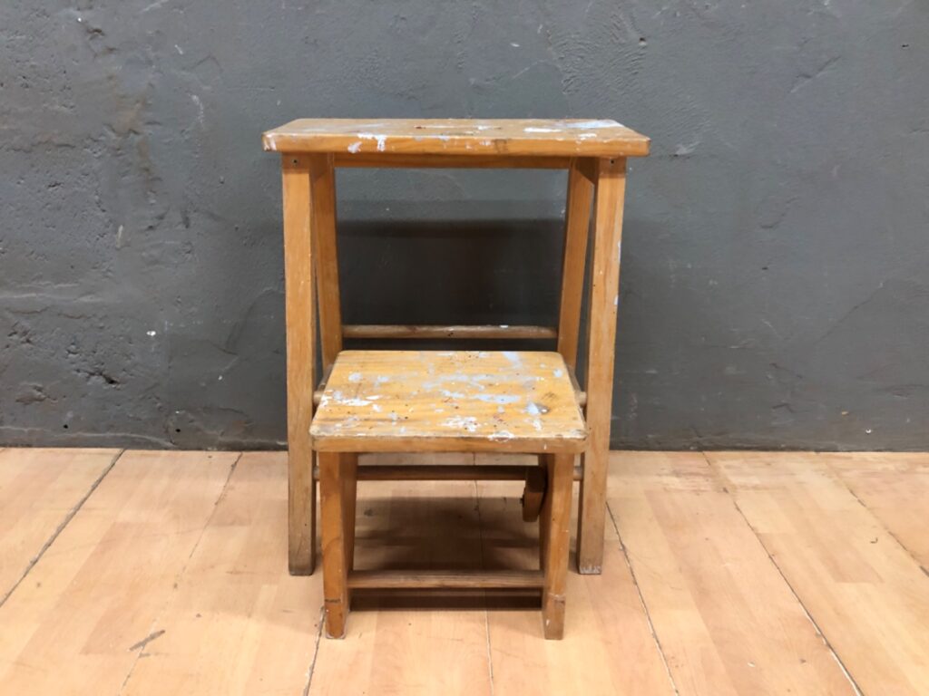 House of York wooden nesting step stools – paint-splattered, used