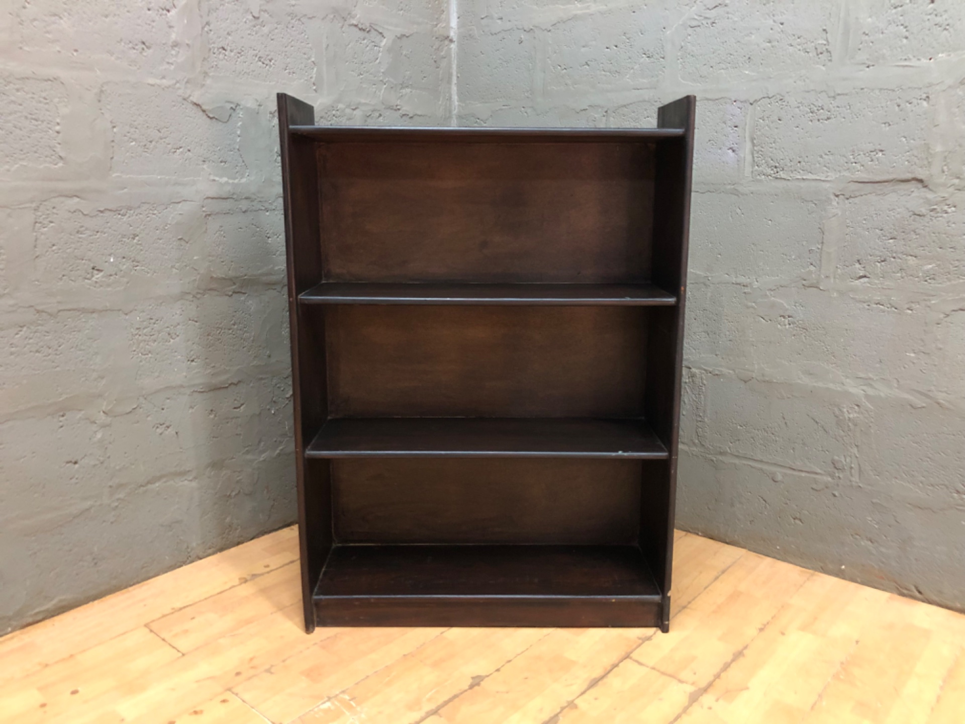 Dark-stained Wooden Bookcase / Wall Shelf – 4 fixed shelves, 127 x 30 x 90 cm