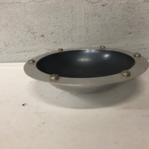 Decorative metal serving bowl with six spiral scroll caps (lid not included)