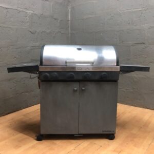 CADAC Stratos 4 (4-burner) freestanding gas barbecue cart — side burner, warming rack, regulator included